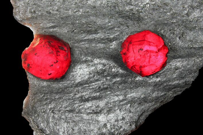 Two Red Embers Garnets in Graphite - Massachusetts #127769
